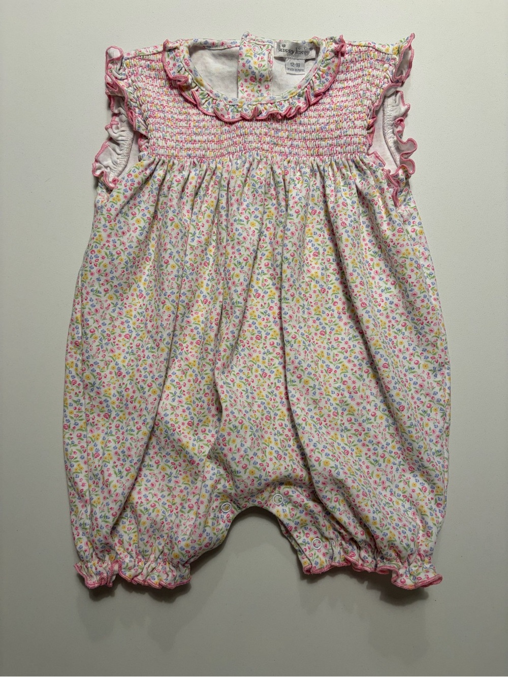 Kissy Kissy Pink Floral Smocked Bubble Romper